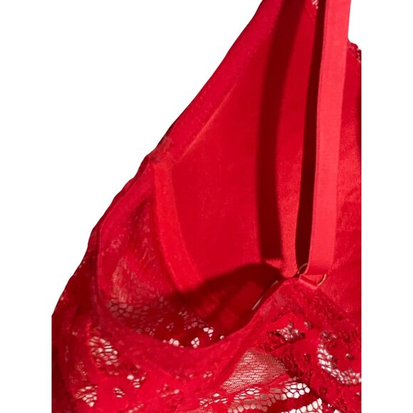 Red Lace Underwire Bralette With Adjustable Straps & Back Clasp Size M #C-6-115- - Picture 7 of 9